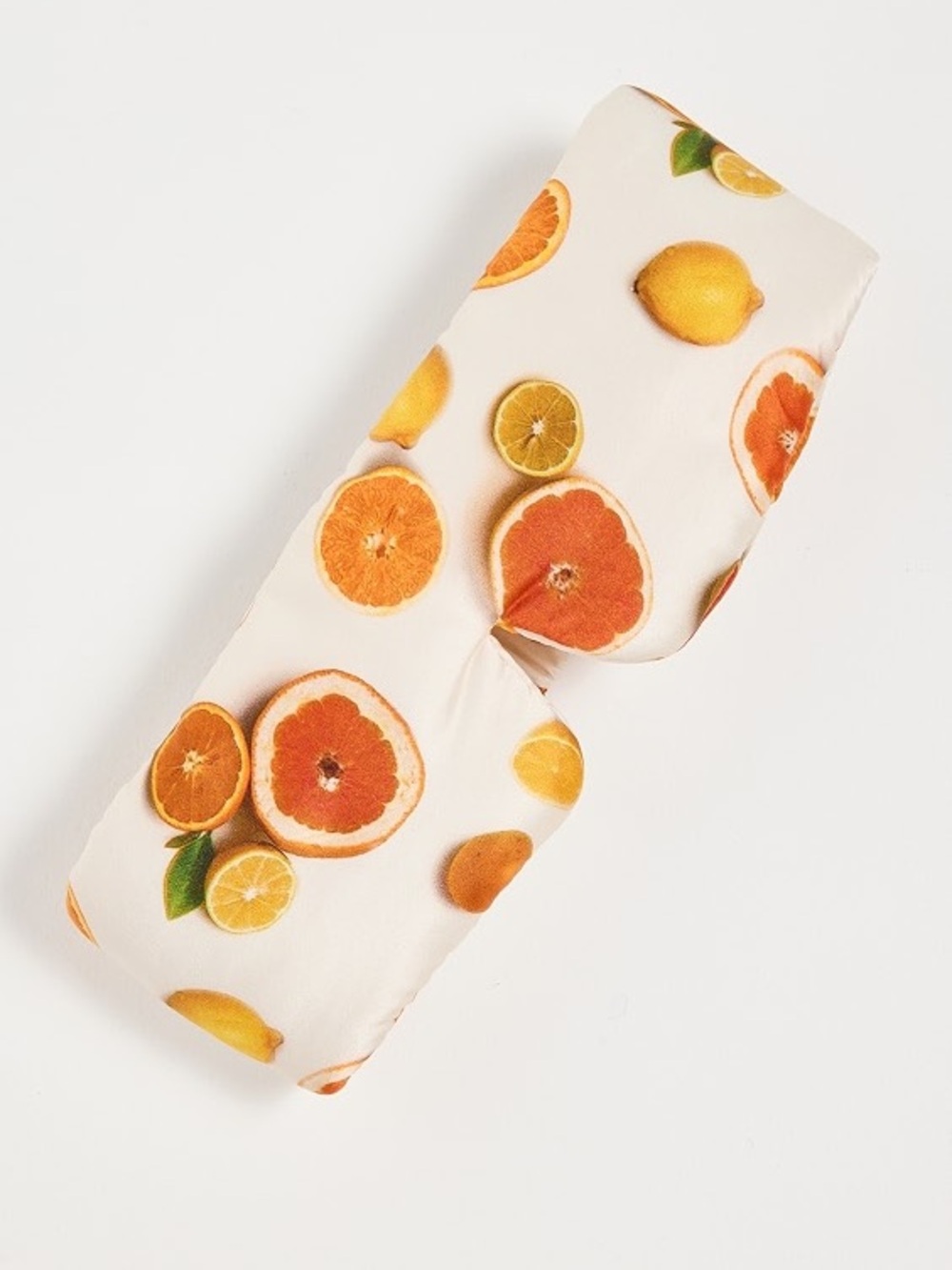 Lunya Washable Silk Eye Mask in Main Squeeze Orange Citrus Fruit Sleeping Design